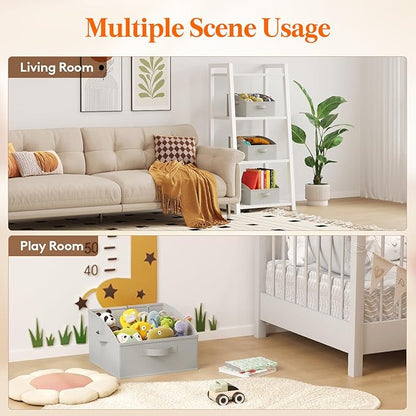 Lifewit Storage Baskets for Shelves, 6 Packs Non-woven Fabric Trapezoid Closet Organizer Bins with Handles, Foldable Clothing Containers Box for Clothes, Toy, Towel, Book, DVD, Hats, Small-Light Grey
