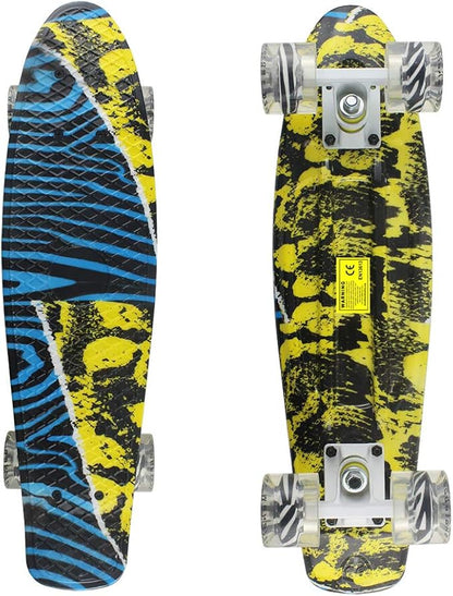 Skateboards Complete 22 Inch Mini Cruiser Retro Skateboard for Kids Boys Youths Beginners