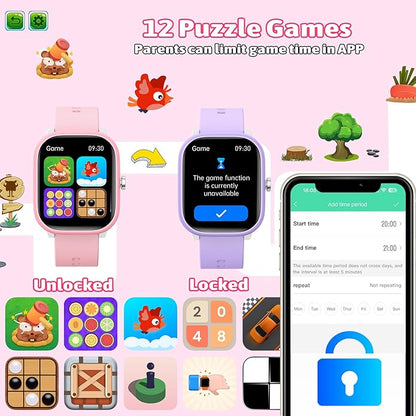 Smart Watch for Kids Girls Boys No APP/Phone Needed, 1.8" IP68 Waterproof Sport Kids Watch Pedometer, Heart Rate, Sleep Monitor, Step Counter, 12 Puzzle Games for Girls Boys Teens 6-16