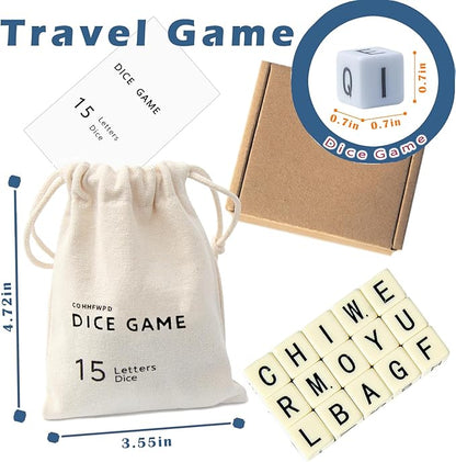 Crossword Dice Game, Word Game, Fun for Family Game Night, Festive Parties, Gatherings & On-The-Go Fun, Crossword Puzzle with 15 Large Letter Dice