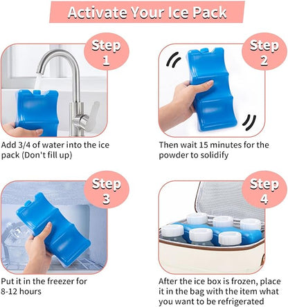 Breastmilk Cooler Bag with Ice Pack - Breast Milk Cooler Travel Bag Fits 6 Bottles Up to 11 Oz Insulated Baby Bottle Cooler Bag Breastmilk Storage Bag Cooler Perfect for Nursing Mom Daycare, Beige