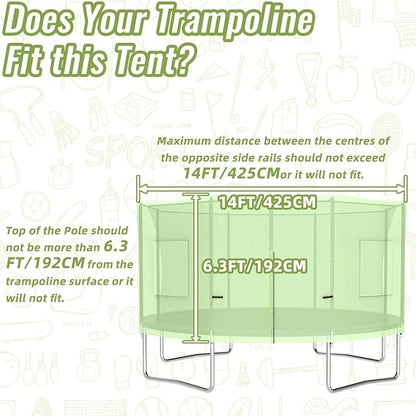 Gardenature 10FT/12FT/14FT Trampoline Tent(Tent Only), Fit Round Trampolines, Shade Cover with LED Light, Outdoor Trampolien Accessories, Anti-Tear, Beige