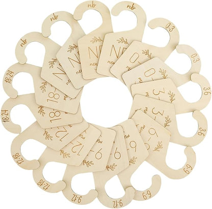 16Pcs Baby Closet Dividers Cute Baby Clothes Organizer Double Face Baby Closet Organizer for Clothes Organizer Wooden Baby Closet Dividers for Infant to Toddler