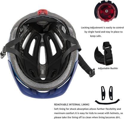 Exclusky Kids Bike Helmet with LED Light – Adjustable Multi-Sport Youth Helmet for Boys & Girls, Ages 5-12, Fits 50-57cm, Cycling Safety Gear