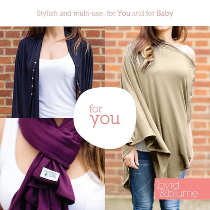 Byrd & Blume Maternity Nursing Cover Breathable Lightweight Breastfeeding Cover Wrap Shawl Scarf Poncho Full 360 (Latte, One size)