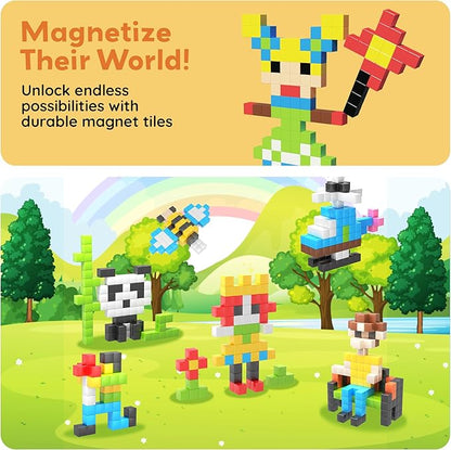 Picasso Cubes 1” Magnetic Puzzle Cubes 108 Piece Magnet Construction Building Block Set Sensory Toy Early Education STEM Learning, Free Ideabook with 50 Ideas, Children Age 3+ Boy Girl PMC108