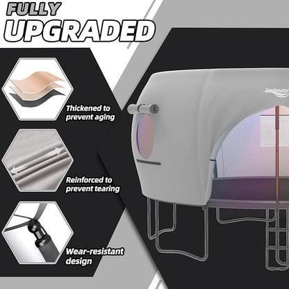 Gardenature 10FT/12FT/14FT Trampoline Tent(Tent Only), Fit Round Trampolines, Shade Cover with LED Light, Outdoor Trampolien Accessories, Anti-Tear, Beige