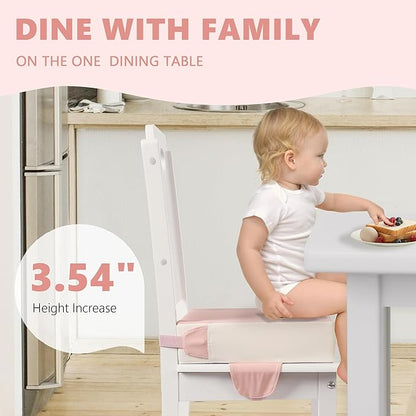 Booster Seat for Kitchen Chair with Adjustable Straps, Toddler Booster Seats for Dining Table Portable for Travel Camping Eating, Booster Cushion for Table for Baby Child Infant Kid Boy Girl