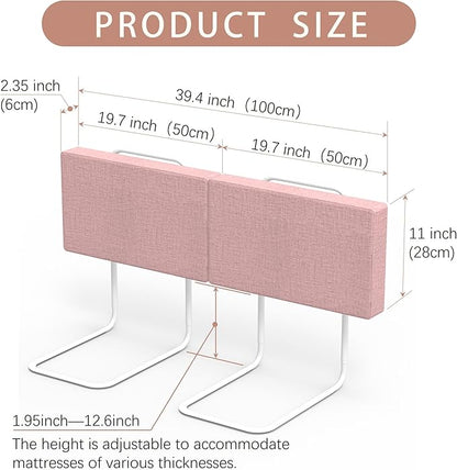 Bed Rail Bumpers for Toddlers, for Elderly Adults Safety, Adjustable Bed Side Guard Rails for Kids, Twin, Bunk, Queen & King Full Size Beds（Pink, 2 Packs）