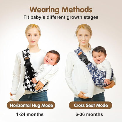 Baby Sling Carrier,Toddler Carrier, 2025 New Baby Sling,Portable and Lightweight Sling,Non-Slip Hip Seat Carrying 10-30lbs(Leopard Print)