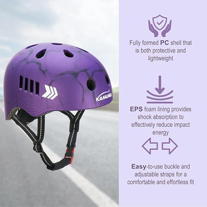 KAMUGO Kids Bike Helmet Set, Toddler Helmet for Ages 2-8 Boys Girls with Sports Protective Gear Set Knee Elbow Wrist Pads for Skateboard Cycling Scooter Rollerblading