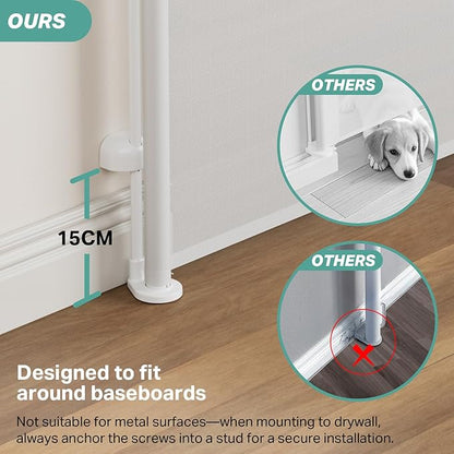 Cumbor 55" Wide Retractable Baby Gates for Stairs, Mom's Choice Award - Mesh Dog Gate for Doorways, Pet Safety Essential Fit for Baseboards, Wide Toddlers Gates for Hallways, Indoor & Outdoor, White