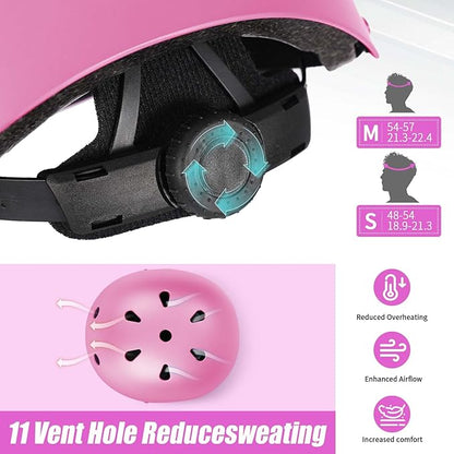 Kids Bike Helmet Set Adjustable Helmet for Ages 3-15 Kids Toddler Boys Girls Youth, Multi-Sport Bicycle Skateboarding Football Rollerskating Scooter Rollerblade Balance Bike Helmets