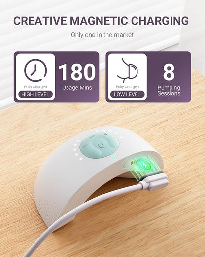 Heated Wearable Breast Pump, Industry-Leading Heating Tech, Innovative Magnetic Charging Cable, App Control, Anti-dust Cover, Hospital-Grade Suction, 1 Pack