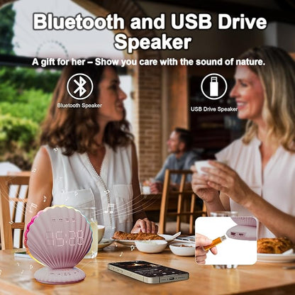 Alarm Clocks for Bedrooms,Portable Bluetooth Speaker,White Noise Sound Machines,Song 20/40/60 Timer,RGB Night Light,Bedroom Decor Aesthetic,Ideal Gift for Adult Women Teen Girls Boys(Pink)