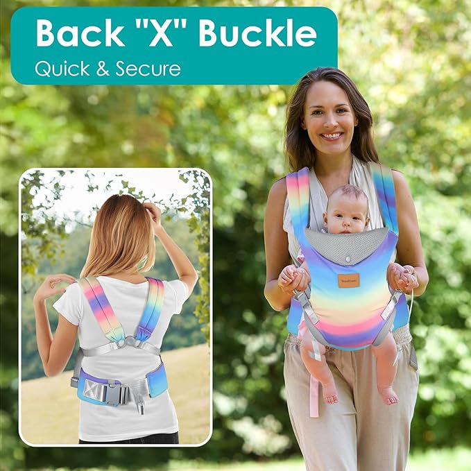 Baby Carrier Newborn to Toddler, Ergonomic Adjustable Toddler Carriers for 7-66 Lbs, Cozy Lightweight Infant Carrier with Neck Support, Baby Holder Carrier with Lumbar Support for Mom Dad