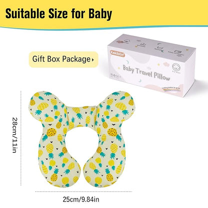 KAKIBLIN Baby Travel Pillow, Upgraded Baby Neck Pillows for Car Seat Toddler Head and Neck Support Pillow,Support Pillows for Car Seat, Pushchair,Travel (Pineapple)