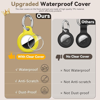 Upgrade Waterproof 2 Pack Airtags Holder with Apple Airtags Keychain, Hard PC Air Tag Case, Anti-Scratch & Shock Air tag Holder, Men's Women's Keyrings & Keychains-Black+Yellow