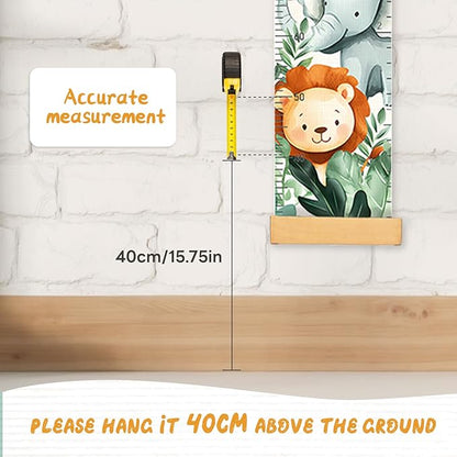 Personalized Name Baby Growth Height Chart Handing Ruler Wall Decor for Kids, Animals Canvas Removable Height Growth Chart, Nursery Decor, Toddler Kid Room Decoration, Hangable