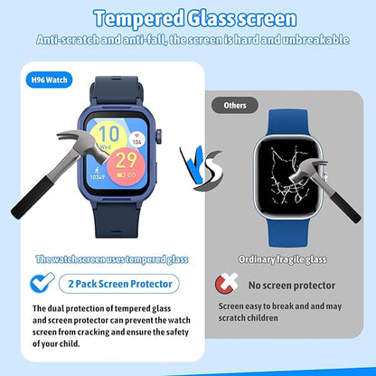 Smart Watch for Kids No Phone Needed, Tempered Glass Fitness Tracker Boy Teens with 19 Sport Modes, Pedometer, Sleep Monitor, Kids Watch Birthday Gifts Toy Gift for Girls Boys 6-16 (Blue)