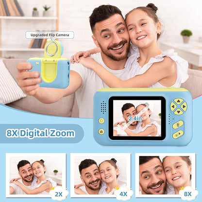 Camera for Kids, Toddler Volging Cameras Age 3-8 Christmas Birthday Gifts for Boys and Girls 3-12 Year Old Boys Digital Camcorder for Video Portable Kids Selfie Camera with 32GB SD Card Blue