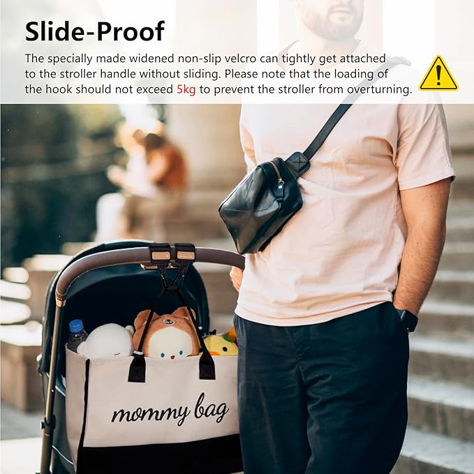 TOPDesign Universal Baby Stroller Organizer, Stroller Caddy with Detachable Mesh Bag & Heightened Insulated Cup Holders & Non-Slip Secure Hooks Accessories, Fits Most Strollers (Pandas)