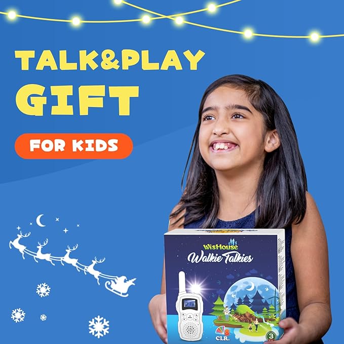 Wishouse Walkie Talkies for Kids Rechargeable with USB Charger 6000mAh Battery,Outdoor Camping Games with Flashlight Lanyard,Toys for Girls,Halloween Xmas Birthday Gift for Children 2 Pack Red Blue
