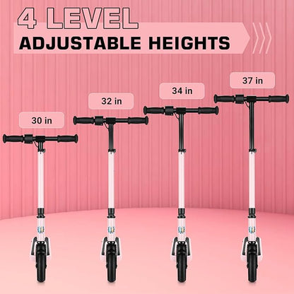 Caroma Electric Scooter for Kids Ages 6-12,150W/180WMotor,10 MPH Max Speed & 7 Miles,Colorful Lights,Adjustable Height & Speed,LED Display,Foldable Kids Electric Scooter 132 Lbs Max Load,Idea Gift