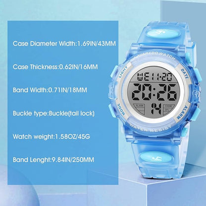 Kids Watch,Boys Watch for 3-15 Year Old Boys,Digital Sport Outdoor Multifunctional Chronograph LED 50 M Waterproof Alarm Calendar Analog Watch for Children with Silicone Band,Kids Gift