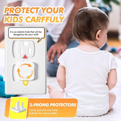 Thyle 50 Pcs Outlet Covers Protectors Plug Bulk Child Baby Proofing Proof for US 3-prong Electrical Outlets Easy Install Socket Sturdy Safe Secure Baby Proofing Kit for Home Office