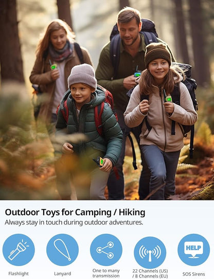 Walkie Talkies for Kids Rechargeable,Toys for Boys and Girls, 2 Pack Long Range 2-Way Radios, Birthday Gifts,Christmas Stockings, Outdoor Play, Family Games, Hiking Camping Gear