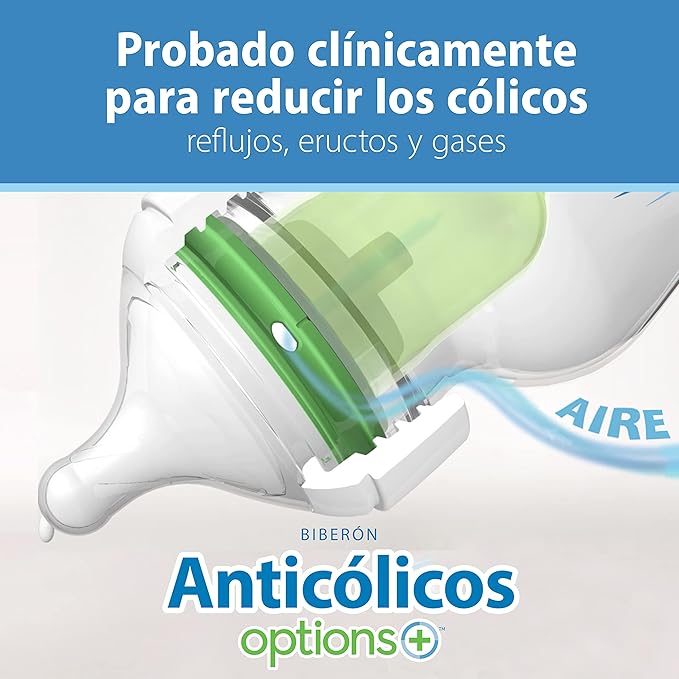 Dr. Brown's Natural Flow Anti-Colic Options+Wide-Neck Baby Bottle, 5 oz/150 mL, Level 1 Nipple, 1-Pack, 0m+