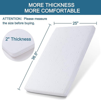 Baby Bassinet Mattress Pad, 36.5" x 25" x 2" Dual Sided Gel Memory Foam Mattress with Removable Soft Cover Fit for Dream On Me Nest/Zodiak/Zoom Portable, Pamo Babe Deluxe and Baby Trend Playard