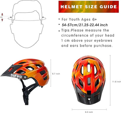 Kids Bike Helmet, SIFVO Kids Helmet 8+ Boys and Girls Bike Helmet with Cool Visor, Bike Helmets for Kids, Youth Bike Helmet Kids Mountain Bike Helmet Lightweight and Sturdy【55-58cm】