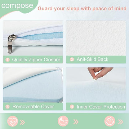 ANGELBLISS Bassinet Mattress Topper, Gel Memory Foam Mattress with Removable Cover Fit for Cradle and Moses Basket (32" x 16"), Waterproof Breathable Soft Bassinet Mattress