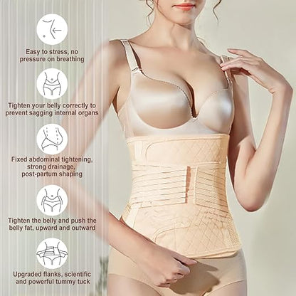 Postpartum Belly Support Recovery Belly/Waist/Pelvis Belt Shapewear Slimming Girdle, Beige for Posture Correction (X-Large)