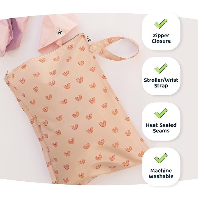 Tiny Twinkle Mess proof Waterproof Wet Dry Bag,2pk Reusable Wet Bags for Swimsuits&Baby Clothes,Leakproof Wet Bag,Waterproof Bag for Travel&Diaper bag,Wet Bags for Baby (Slate, Olive)