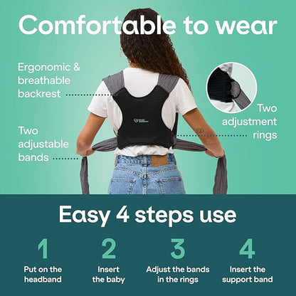 Koala Babycare Baby Carrier Wrap, Easy to Wear As a T-Shirt - Original Baby Carrier Newborn to Toddler - Sling One Size Fits All - Baby Wraps Carrier Up to 22lbs