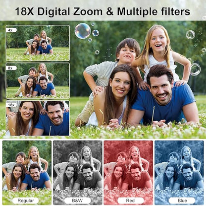 Digital Camera,Autofocus 4K Vlogging Camera for Photography with 32GB Card,48MP Portable Compact Point and Shoot Kids Digital Cameras for Kids Boys Girls with 18X Zoom,Anti-Shake