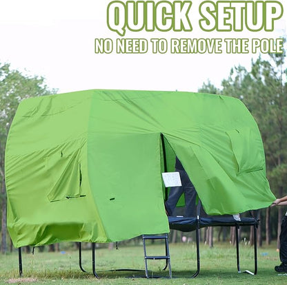 Gardenature 10FT/12FT/14FT Trampoline Tent(Tent Only), Fit Round Trampolines, Shade Cover with LED Light, Outdoor Trampolien Accessories, Anti-Tear, Beige