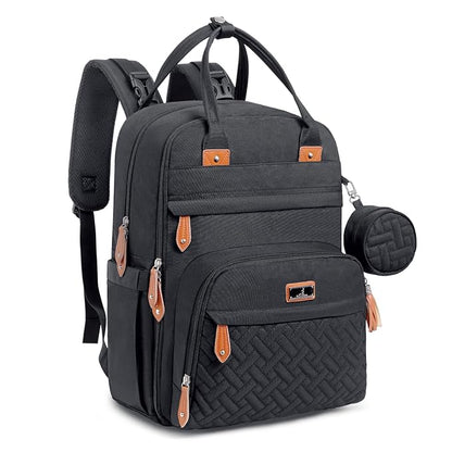 BabbleRoo Diaper Bag Backpack - Baby Essentials Travel Tote - Multi Function Waterproof Diaper Bag, Travel Essentials Baby Bag with Changing Pad, Stroller Straps & Pacifier Case - Unisex, Black