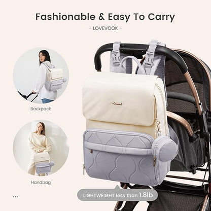 LOVEVOOK Diaper Bag Backpack, Baby Travel Bags for Boys & Girl, Toddler Waterproof Diaper Bag w/Changing Pad, Stroller Straps, Pacifier Case, Newborn Essentials Must Haves Mom