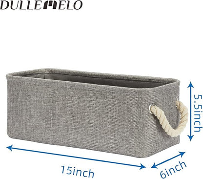 DULLEMELO Toilet Paper Storage Basket, Toilet Tank Basket with Rope Handles (Grey)