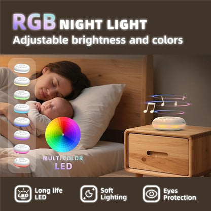 Portable White Noise Machine for Baby Adults, Rechargeable Brown/Pink Noise Sound Machine for Sleeping, 20 Soothing Sounds with Night Light for Travel, Nursery, Office Privacy & Noise Canceling