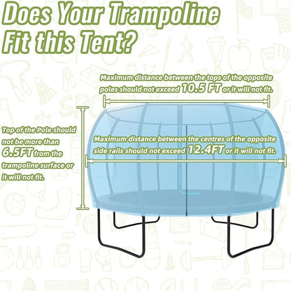 Gardenature 10FT/12FT/14FT Trampoline Tent(Tent Only), Fit Round Trampolines, Shade Cover with LED Light, Outdoor Trampolien Accessories, Anti-Tear, Beige