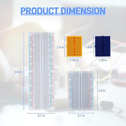 276Pcs Breadboard Jumper Wires Kit, 2Pcs 830 Breadboards + 2Pcs 400 Breadboards + 2Pcs Color-Coded 170 Breadboards + 140Pcs U-Shape Jumpers and 2x65Pcs Flexible Wires for Arduino, Raspberry Pi, STEM