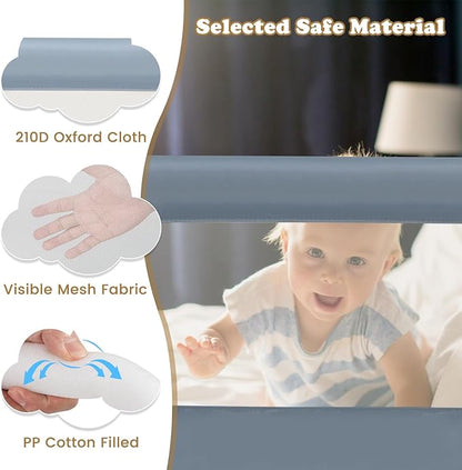 BABY JOY Bed Rails for Toddlers, Extra Long, Swing Down Safety Bed Guard for Convertible Crib, Folding Baby Bedrail for Kids Twin, Double, Full Size Queen & King Mattress (71", Light Gray)