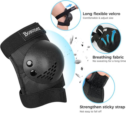 BOSONER Kids/Youth Knee Pad Elbow Pads for Roller Skates Cycling BMX Bike Skateboard Inline Rollerblading, Skating Skatings Scooter Riding Sports