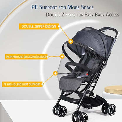 Mosquito Net for Stroller, Universal 3D Baby Bug Net with Two-Way Zippers & Storage Bag, Breathable & Foldable Netting for Stroller, Bassinet,Cradle（Black）