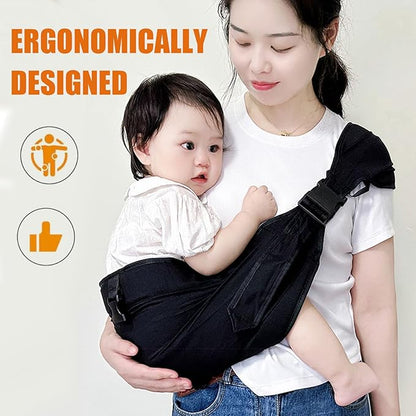 Baby Sling Carrier Toddler Carrier One Shoulder Adjustable Shoulder Strap Labor-Saving Baby Sling 10-45lbs(Grey,Cloth)